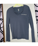 Lucky Brand Size M Gray Long Sleeve Thermal Knit Henley Sleepwear Shirt ... - $9.80