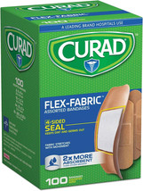 Curad Flex Fabric Bandages Assorted Sizes 100 per Box (Pack of 40) - £157.52 GBP