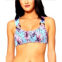 JESSICA SIMPSON Bikini top Swimwear Smocked Bralette Tropical Bathing Suit - £21.25 GBP
