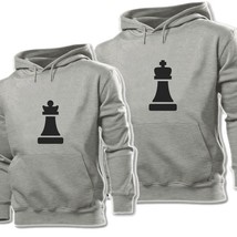 King &amp; Queen Matching Print Sweatshirt Couples Hoodies Graphic Hoody Hooded Tops - £20.69 GBP