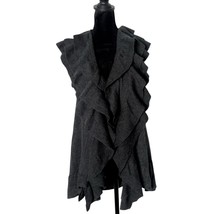 Eileen Fisher Ruffle Open Cardigan Sweater Women S Petite Gray Wool Quie... - €50,98 EUR