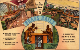 Postcard Brass Rails Restaurant Interior Detroit Michigan MI 3 Locations Vintage - £9.79 GBP