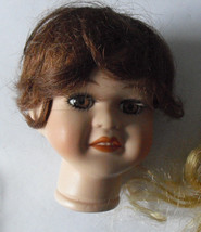 Vintage 1980s Porcelain Brown Eyes Red Hair Girl Doll Head 3 1/2" Tall - $21.78