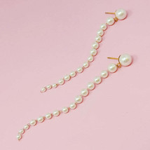 Gradiant Long Pearl Drop Earrings - $29.64
