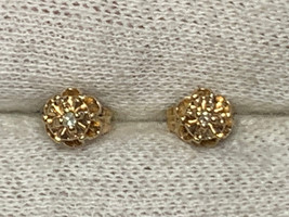 14K Yellow Gold Diamond Earrings .86g Fine Jewelry Sand N. Katz Castleberg&#39;s Box - £95.38 GBP