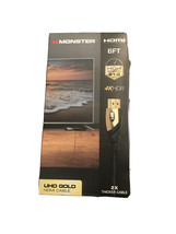 Monster HDMI High Speed 21.0 Gbps 4KHDR UHD Gold 6ft Cable Certified Premium - £14.89 GBP