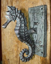 Cast Iron Antique Style Nautical SEAHORSE Door Knocker Green Finish Sea Shell - £19.74 GBP