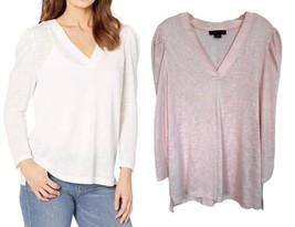 SANCTUARY Women&#39;s Pleated Sleeve Hanna Shirt Long Puff Sleeve Rayon Size XL Pink - $14.84