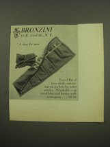 1949 Bronzini Travel Kit Ad - Travel kit of terry cloth containing six pockets  - £14.48 GBP