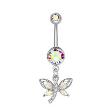 1Pc Surgical Steel Bee Belly Navel Piercing Button Ring Curved Steel Barbell CZ  - £8.29 GBP