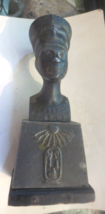Cast Brass Egyptian Queen Nefertiti Bust Figurine Statue Brass wood base - £29.09 GBP