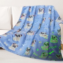 Glow In The Dark Pug Blanket Dog Pattern Blanket Pug Gifts For Pug Lovers Pug Th - £34.59 GBP