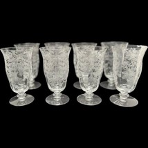 Vintage 1930s Tiffin Franciscan Byzantine Clear Juice Glasses Etched Glass 8 - £117.72 GBP
