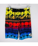 Quiksilver Mens 28 Colorful Geometric Abstract Circles Print Swim Trunks - £13.25 GBP