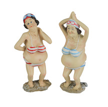 Pair of Hilarious Bikini Boomer Bathing Beauty Figurines 6 Inches Tall - $36.62