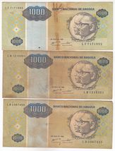 Angola, 1000 Kwanzas, (full of 3) Banco Nacional De Angola Billets de Ba... - $10.43