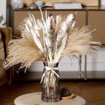 Dried Pampas Grass Decor, 90 PCS 17.5&quot; Natural Fluffy Long-Lasting Feathers - £14.68 GBP