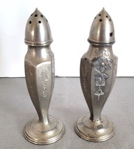 Vintage Unbranded Ornate Silver-Plated Salt &amp; Pepper Shakers 4 1/2&quot; Tall - $8.90