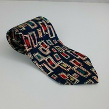 Salvatori Blue Tie With Colorful Rectangle Designs - £15.49 GBP