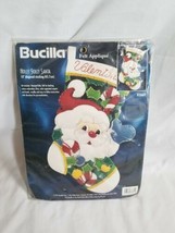Vintage 1997 Bucilla Holly Jolly Santa 18&quot; Felt Christmas Stocking Kit 83661 - £21.34 GBP