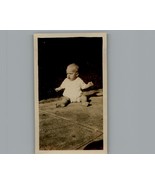 Antique 1940&#39;s Baby On The Sidewalk Black &amp; White Photography Photo - £7.39 GBP