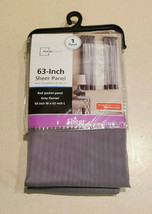 Mainstays Gray Sheer Curtain Panel 59&quot; x 63&quot; Rod Pocket 1 Panel (NEW) - £7.87 GBP