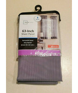 Mainstays Gray Sheer Curtain Panel 59&quot; x 63&quot; Rod Pocket 1 Panel (NEW) - £7.74 GBP