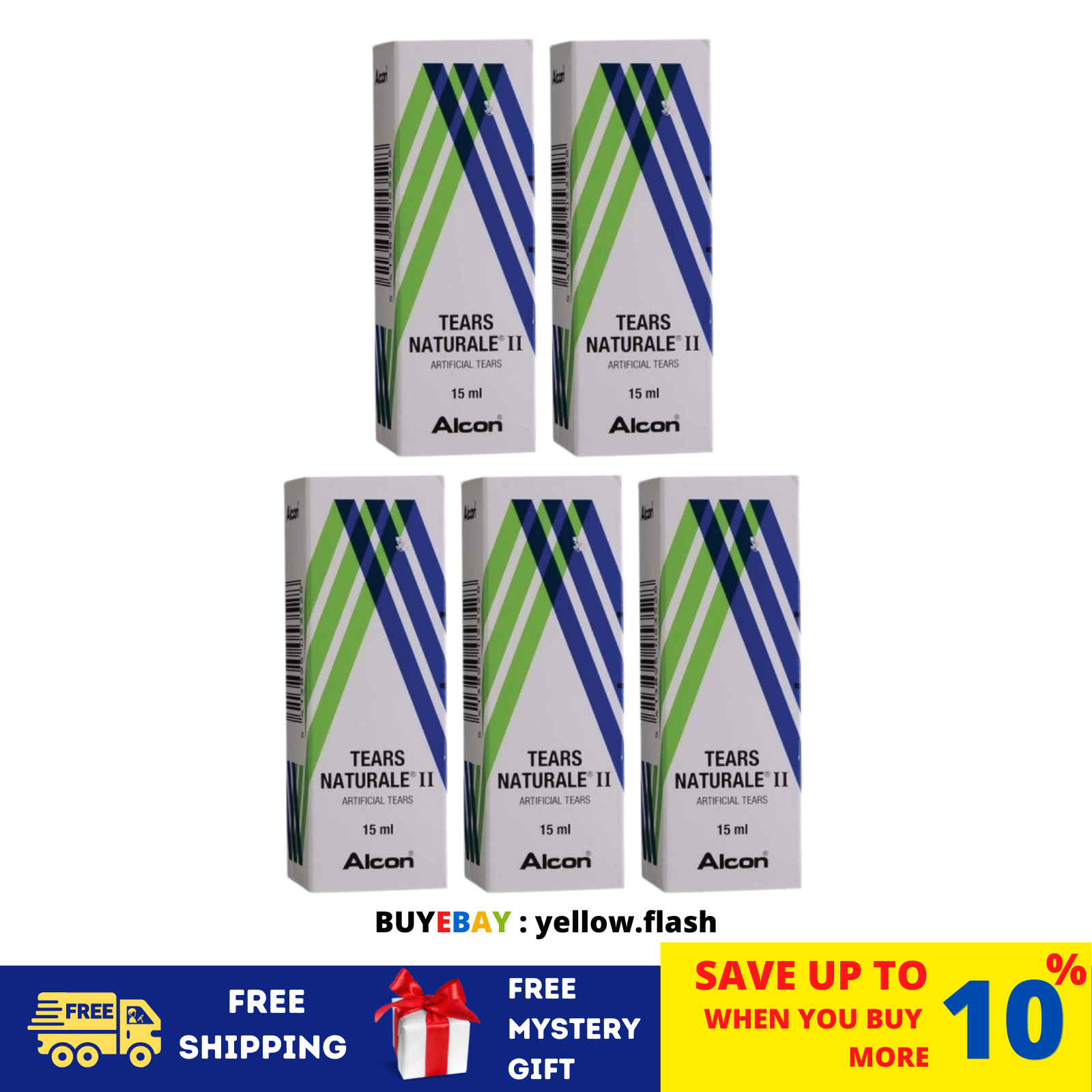 5 X Alcon Tears Naturale II 15ml Colirio Lubricante Calmante e Hidratante - $33.58