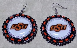 Native American Beaded OSU Oklahoma State University Earrings Dangle Concho - $39.99