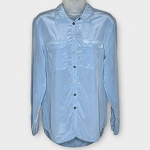 Two By Vince Camuto 100% Silk Utility Button Up Shirt Misty Blue Size Xs - £22.55 GBP