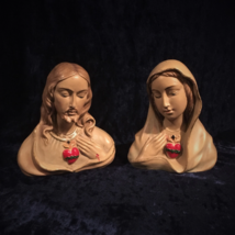 Beautiful Hand Painted And Gilded Antique 1950&#39;s Virgin Mary And Sacred ... - $22.00