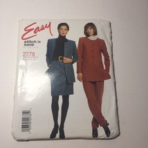 Easy Stitch &#39;n Save 2278 Size 10-16 Misses&#39; Unlined Jacket Pull-on Pants... - $12.86