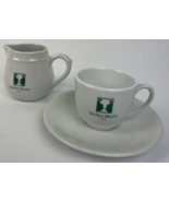 APILCO Les Deux Magots Paris France Espresso Cup and Saucer + Creme Pitcher - $168.29