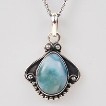 Sólido 925 Plata de Ley Larimar Gema Hecho a Mano Colgante Mujer Regalo PS-1685 - £32.08 GBP