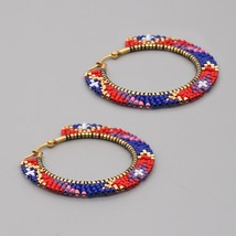 Go2Boho Hoop Earrings for Women Boho Miyuki Bead Earring 2021 Trendy Jewellery W - £14.20 GBP