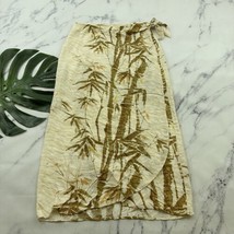 Jams World Womens Vintage Wrap Maxi Skirt Size M Tan Brown Bamboo Print - $35.63