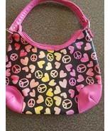 Peace Sign &amp; Heart Design ~ Lined Purse ~ 7&quot; Tall x 9.5&quot; Wide ~ Multicol... - £17.65 GBP
