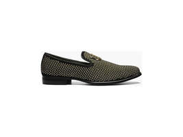 Stacy Adams Men Shoes Swagger Studded Slip On Satin Black Gold 25228-715 image 7