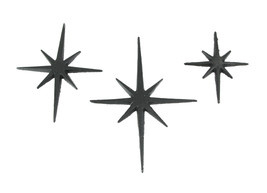 Zeckos Set of Three Cast Iron 8 Pointed Atomic Starburst Wall Hangings Stars - £40.08 GBP