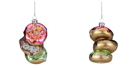 New 4.25&quot; Stacked Doughnuts Glass Christmas Ornament - $25.99