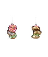 New 4.25&quot; Stacked Doughnuts Glass Christmas Ornament - $25.99