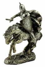 Medieval Royal Arms Of England Three Lions Charging Calvary Horse Knight Statue - £44.63 GBP