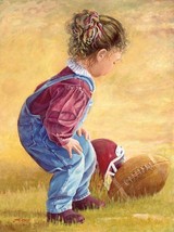 Whoop by June Dudley Little Girl Big Football Signed Open Edition Print 12 x 16 - £31.06 GBP