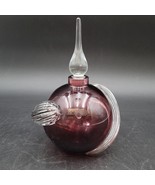 Large Round Amethyst Purple Art Glass Act Studio Perfume Bottle w/Dauber - £27.24 GBP