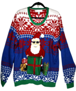 Jolly Sweater Cool Santa Claus Ugly Christmas Sweater Gift Box w/Drink P... - $28.03