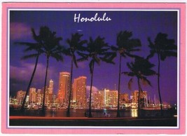 Postcard Honolulu Hawaii At Night 5 x 7 - £2.27 GBP