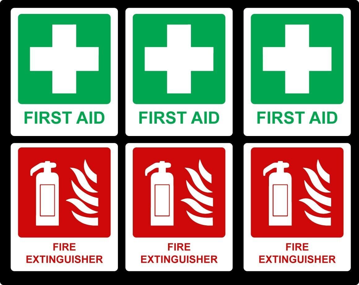 Primary image for Durable Medical Vehicle Emergency Decals: Fire Extinguisher & First Aid Kit Stic