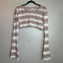 Princess Polly Cream Crochet Knit Boat Neck Long Sleeve Bolero Crop Top ... - $323.48 MXN