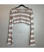 Princess Polly Cream Crochet Knit Boat Neck Long Sleeve Bolero Crop Top ... - $323.48 MXN