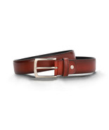 Mens classic vegan belt on apple leather brown square silver buckle dres... - £57.21 GBP